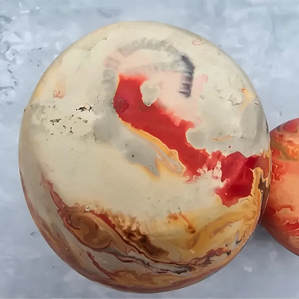 Nemadji Native American Clay Pottery Marbled Swirl Vases Set of 2 Red Orange Tan
